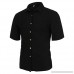 Mens Summer Cotton Shirt Pocket Button Lapel Short Sleeve Loose Tops Black B07QGFQQQ7